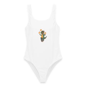 Souffleur d’incendie sur monocycle - Maillot de bain femme - blanc - Devant - AI Model Female 172 dark (172cm)