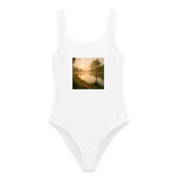 Or du matin sur le chemin de la rivière - Maillot de bain femme - blanc - Devant - AI Model Female 172 dark (172cm)