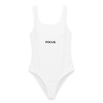 Focus Minimalist Black - Frauen Badeanzug - Weiß - Vorne - AI Model Female 172 dark (172cm)