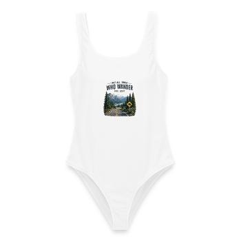 Sentier de randonnée : Tous ceux qui errent ne sont pas perdus - Maillot de bain femme - blanc - Devant - AI Model Female 172 dark (172cm)