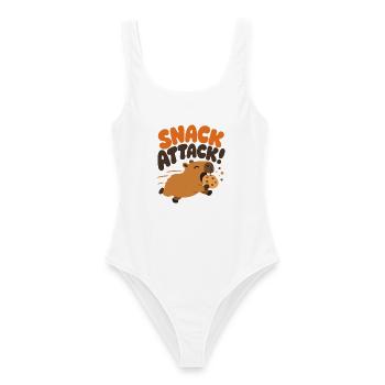 Snack Attack – Lustiges Capybara mit Keks - Frauen Badeanzug - Weiß - Vorne - AI Model Female 172 dark (172cm)