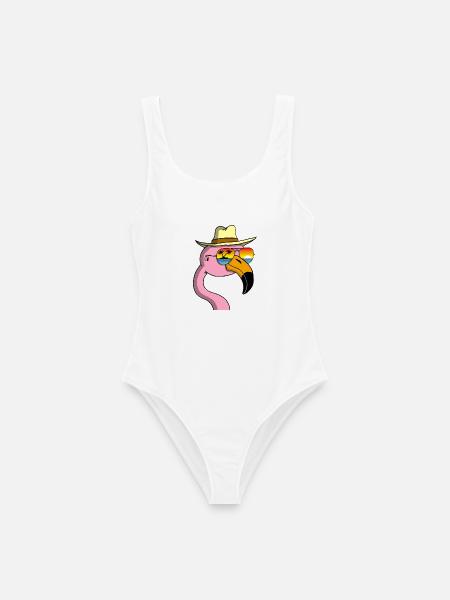 Flamingo im Urlaub - Frauen Badeanzug - Weiß