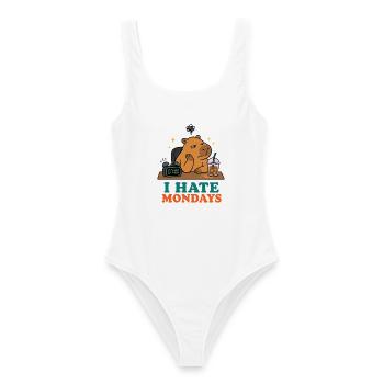 I Hate Mondays – Müdes Capybara - Frauen Badeanzug - Weiß - Vorne - AI Model Female 172 dark (172cm)