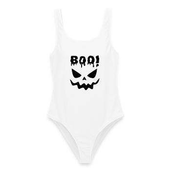 Tropfender Boo Halloween-Kürbis - Frauen Badeanzug - Weiß - Vorne - AI Model Female 172 dark (172cm)