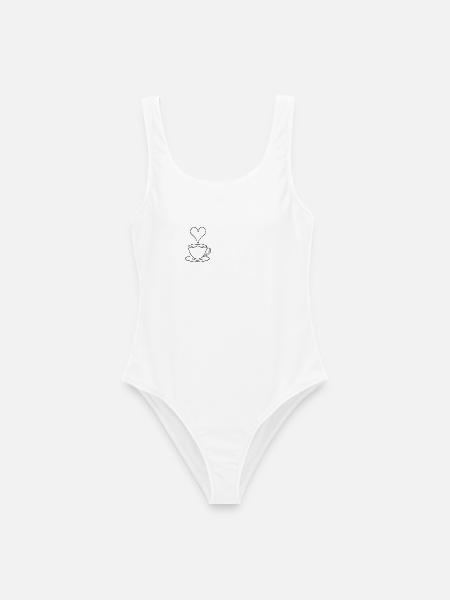 Minimalistische Kaffee Tasse-Herz, Liebe, Geschenk - Frauen Badeanzug - Weiß