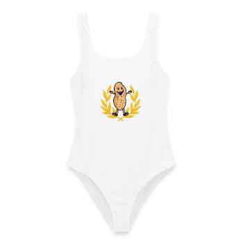 Lorbeerkranz Baby Erdnuss Geburt Geburtstag Kinder - Frauen Badeanzug - Weiß - Vorne - AI Model Female 172 dark (172cm)