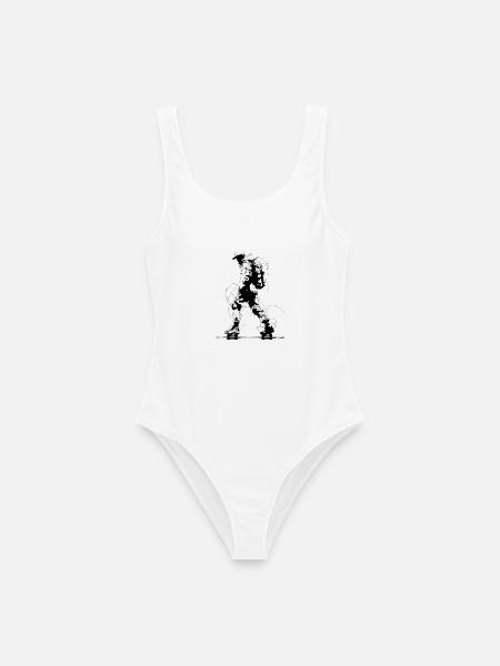 Roller Skater Zeichnung - Frauen Badeanzug - Weiß