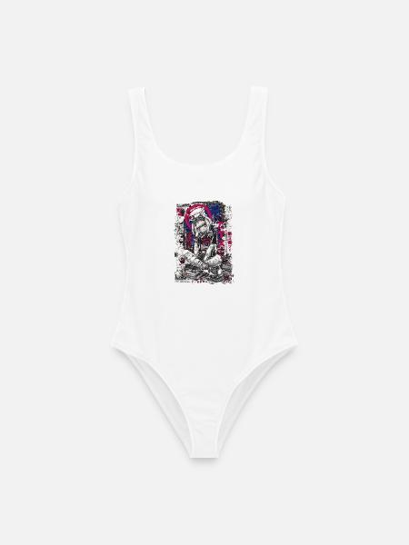 Cyberpunk Mädchen mit Graffiti-Design - Frauen Badeanzug - Weiß
