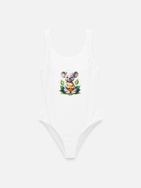 Kleiner Koala im Blätterkreis - Frauen Badeanzug - Weiß
