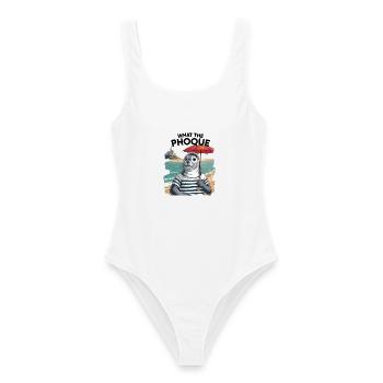 Cadeau Humour Normandie Phoque Normand Fierté - Maillot de bain femme - blanc - Devant - AI Model Female 172 dark (172cm)