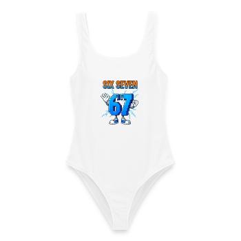 67 Gen Alpha Six Seven Italien 6 7 Brainrot - Maillot de bain femme - blanc - Devant - AI Model Female 172 dark (172cm)