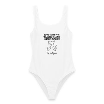 Départ collègue travail nouvel emploi bonne chance - Maillot de bain femme - blanc - Devant - AI Model Female 172 dark (172cm)