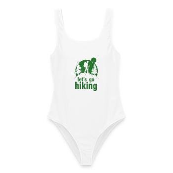 Allons randonner silhouette de randonneur alpiniste - Maillot de bain femme - blanc - Devant - AI Model Female 172 dark (172cm)