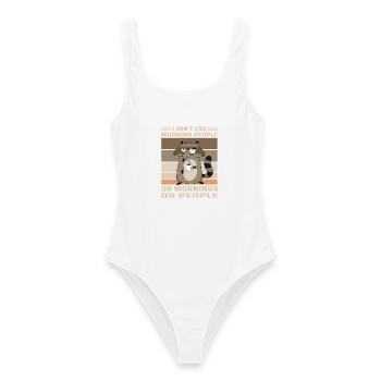 Muffel Waschbär Kaffee Lustiger Spruch Morgenmuffe - Frauen Badeanzug - Weiß - Vorne - AI Model Female 172 dark (172cm)