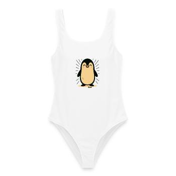 Sunny Penguin Maskottchen - Frauen Badeanzug - Weiß - Vorne - AI Model Female 172 dark (172cm)