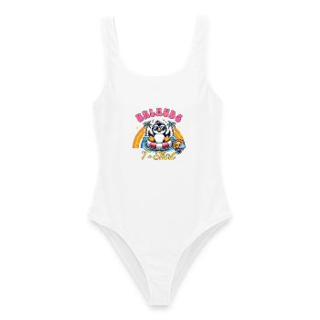 Urlaubs Shirt – Pinguin Urlaub T Shirt - Frauen Badeanzug - Weiß - Vorne - AI Model Female 172 dark (172cm)