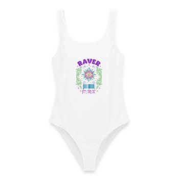 Raver Hippie Musik Trippig Rave Goa Trance - Frauen Badeanzug - Weiß - Vorne - AI Model Female 172 dark (172cm)
