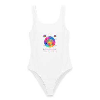 Trippy Batik-Hippie-Rave-Techno - Frauen Badeanzug - Weiß - Vorne - AI Model Female 172 dark (172cm)