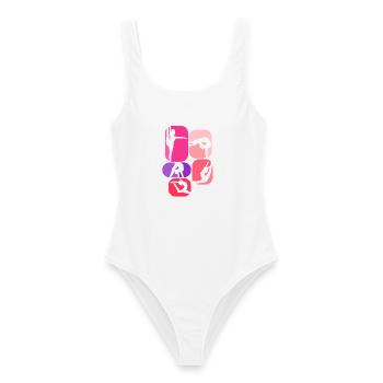 Turnen Turnerin Geräteturnen Gymnastik Geschenk - Frauen Badeanzug - Weiß - Vorne - AI Model Female 172 dark (172cm)