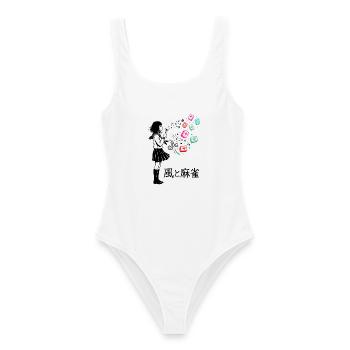Mahjong Mädchen Japanisches Design - Frauen Badeanzug - Weiß - Vorne - AI Model Female 172 dark (172cm)