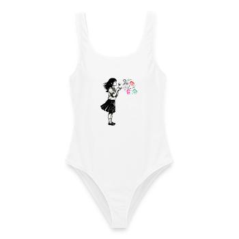 Mahjong Mädchen Japanisches Design - Frauen Badeanzug - Weiß - Vorne - AI Model Female 172 dark (172cm)