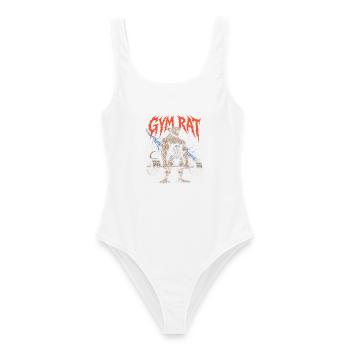 Gym Rat Lustiges Bodybuilder-Gewichtheben-Workout - Frauen Badeanzug - Weiß - Vorne - AI Model Female 172 dark (172cm)