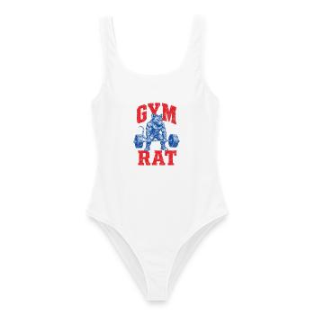 Gym Rat Lustiges Bodybuilder-Gewichtheben-Workout - Frauen Badeanzug - Weiß - Vorne - AI Model Female 172 dark (172cm)