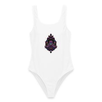 Trippy Festival-Hippie-Pilz-Batik - Frauen Badeanzug - Weiß - Vorne - AI Model Female 172 dark (172cm)