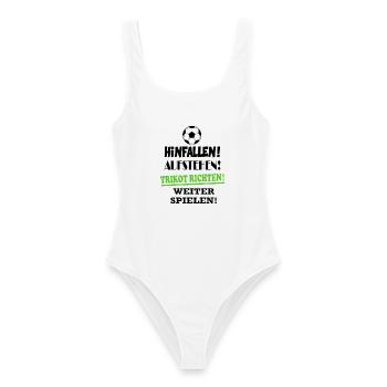Hinfallen aufstehn Fußball Trikot richten Prinz - Frauen Badeanzug - Weiß - Vorne - AI Model Female 172 dark (172cm)