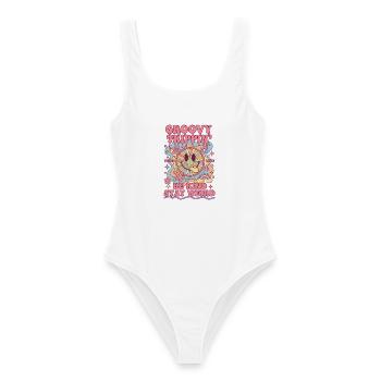 Trippy Festival Groovy Trippin Bleib Weird Hippie - Frauen Badeanzug - Weiß - Vorne - AI Model Female 172 dark (172cm)