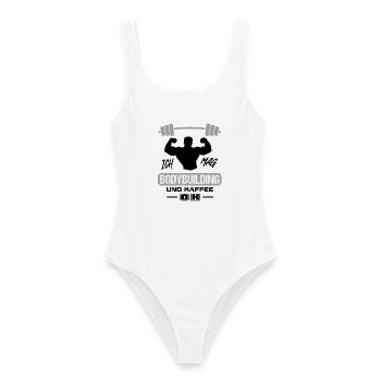 Bodybuilding und Kaffee Sprüche Training Pumpen - Frauen Badeanzug - Weiß - Vorne - AI Model Female 172 dark (172cm)