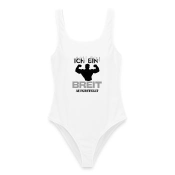Breit aufgestellt Bodybuilder Bodybuilding Funny - Frauen Badeanzug - Weiß - Vorne - AI Model Female 172 dark (172cm)