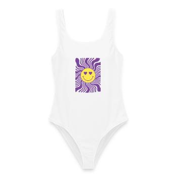 Psychedelisches Festival-Hippie-Batik-Rave-Techno - Frauen Badeanzug - Weiß - Vorne - AI Model Female 172 dark (172cm)