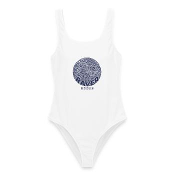Hippie-Musik Trippig Raver Rave Friedenszeichen - Frauen Badeanzug - Weiß - Vorne - AI Model Female 172 dark (172cm)