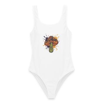 Hippie-Musik, trippy-Pilz-Pilz-Rave - Frauen Badeanzug - Weiß - Vorne - AI Model Female 172 dark (172cm)