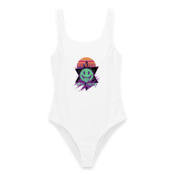 Trippy Festival Be Kind, bleib seltsam, Hippie - Frauen Badeanzug - Weiß - Vorne - AI Model Female 172 dark (172cm)