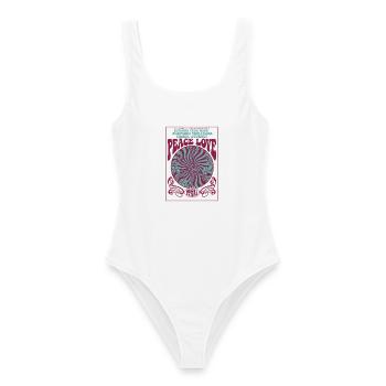 Hippie-Musik Psychedelisch Frieden Liebe Groovige Zukunft - Frauen Badeanzug - Weiß - Vorne - AI Model Female 172 dark (172cm)