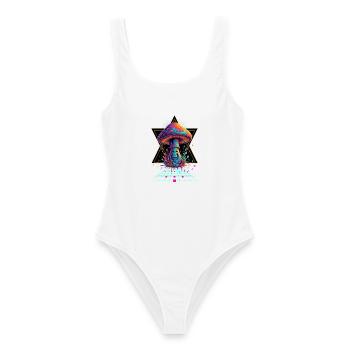 Hippie-Musik Trippy Mushroom Rave EDM Festival - Frauen Badeanzug - Weiß - Vorne - AI Model Female 172 dark (172cm)