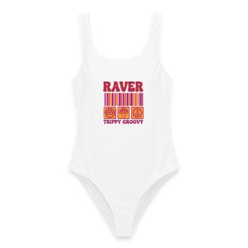 Raver Trippig Groovy Hippie Pilz-Rave - Frauen Badeanzug - Weiß - Vorne - AI Model Female 172 dark (172cm)