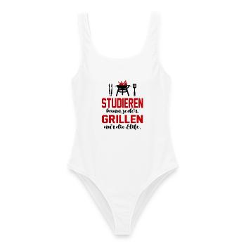 Studieren und Grillen kann die Elite Grillsprüche - Frauen Badeanzug - Weiß - Vorne - AI Model Female 172 dark (172cm)