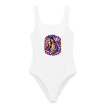 Pfauen Prinzessin - Frauen Badeanzug - Weiß - Vorne - AI Model Female 172 dark (172cm)