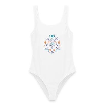 Trippy Festival Hippie Musik Trippy Pilzkrawatte - Frauen Badeanzug - Weiß - Vorne - AI Model Female 172 dark (172cm)
