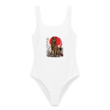 Kai Ken Japanischer Hund Japan Shirt - Frauen Badeanzug - Weiß - Vorne - AI Model Female 172 dark (172cm)