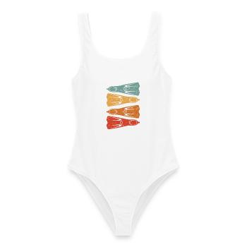 Retro Taucher Schwimmflossen Schnorchler Taucher - Frauen Badeanzug - Weiß - Vorne - AI Model Female 172 dark (172cm)