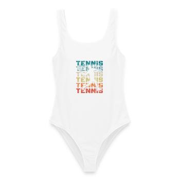 Retro Tennisspieler Spielt Vorhand - Frauen Badeanzug - Weiß - Vorne - AI Model Female 172 dark (172cm)