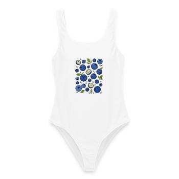 Blaubeeren | Beeren & Botanik - Frauen Badeanzug - Weiß - Vorne - AI Model Female 172 dark (172cm)