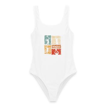 Retro Volleyball Volleyballer in Aktion - Frauen Badeanzug - Weiß - Vorne - AI Model Female 172 dark (172cm)