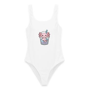 Niedlicher Axolotl im Bubble Tea Kawaii Boba Aquatic - Frauen Badeanzug - Weiß - Vorne - AI Model Female 172 dark (172cm)