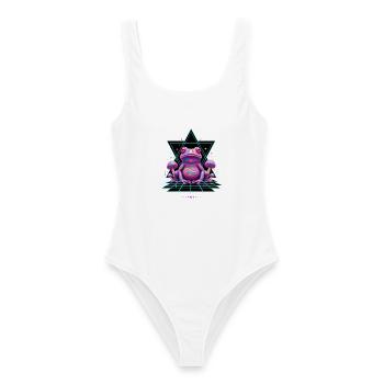 Trippy Festival Hippie-Pilz-Rave - Frauen Badeanzug - Weiß - Vorne - AI Model Female 172 dark (172cm)