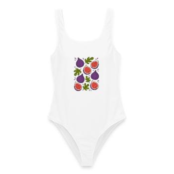 Feigen | Frucht Botanik & Mediterran - Frauen Badeanzug - Weiß - Vorne - AI Model Female 172 dark (172cm)